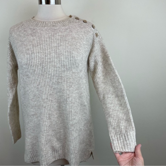 Vince Camuto Cream Tan Button Accent Knit Long Sleeve Sweater Women XS - Picture 5 of 7